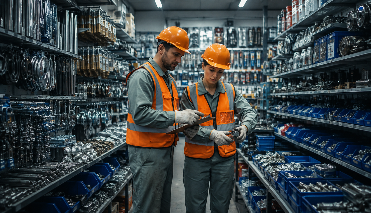 Industrial warehouse with tools, hardware, safety equipment and industrial supplies